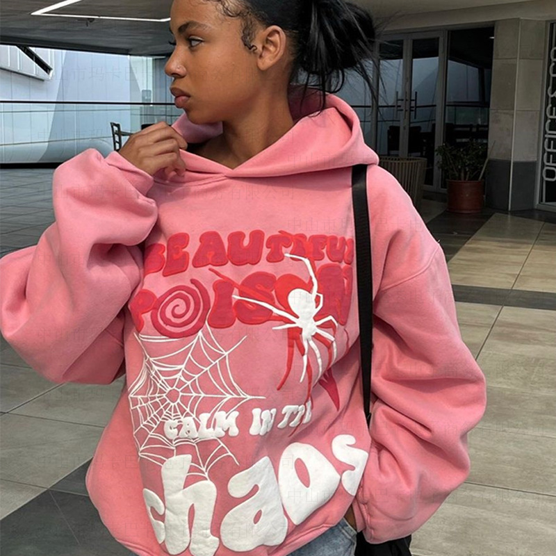 Regular Top Length Hoodies & Sweatshirts Long Sleeve Streetwear Letter Spider Spider Web