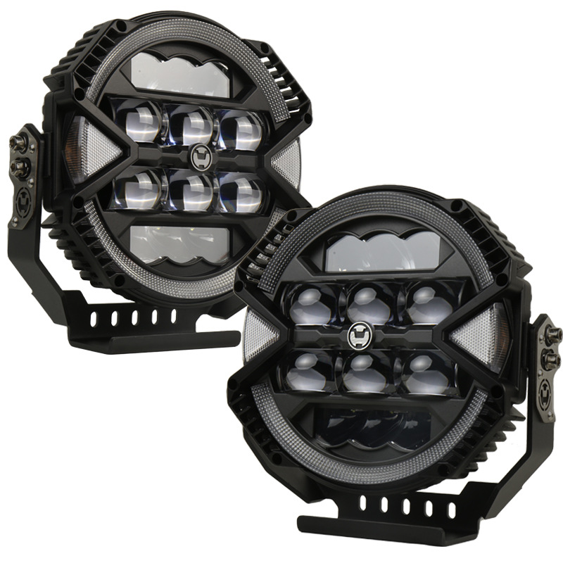 新款工作灯9寸LED货车卡车前杠车顶改装加装LED圆形远近光射灯