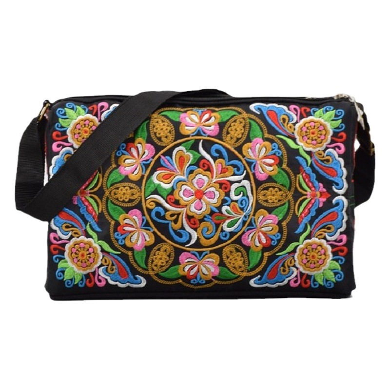 Bolso cruzado bordado de doble cara antiguo Bolso pequeño bolso crossbody bolso de hombro de la lona de las mujeres teléfono móvil portátil