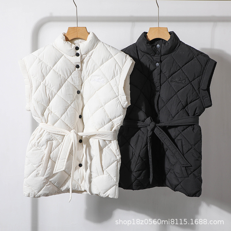 American K'Er~Women's Half Turtleneck Rhombus Design Waist Cotton Vest Cotton Coat 2153 American K'Er~Women's Half Turtleneck Rhombus Design Waist Cotton Vest Cotton Coat 2153