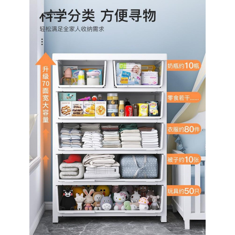 Gabinete de almacenamiento grueso de 70cm de ancho armario de plástico caja de acabado casero de cajón profundo tipo armario infantil