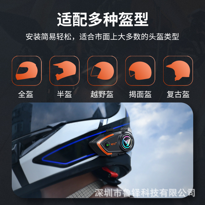 Y80 Qualcomm Dual-Person Intercom 800m Cross-Border E-Commerce Hot-Selling Outdoor Cycling Networking Headset
