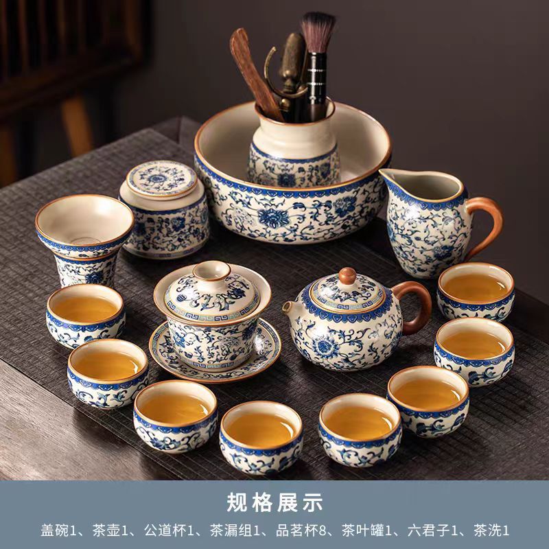 Alta calidad Nuevo 2024 nuevo arroz verde huangru horno kung fu conjunto de té doméstico ligero de lujo de alta calidad cerámica china tetera taza de té