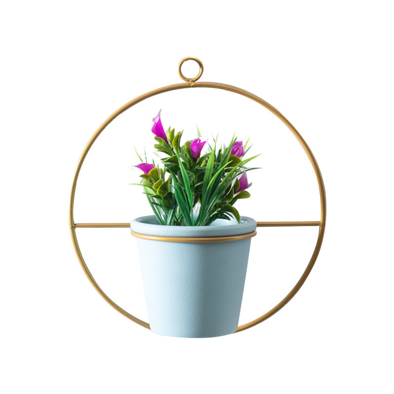 Fábrica de decoración de la pared floral maceta de plástico soporte de flores de hierro creativo colgante decorativo arreglo floral arte simple