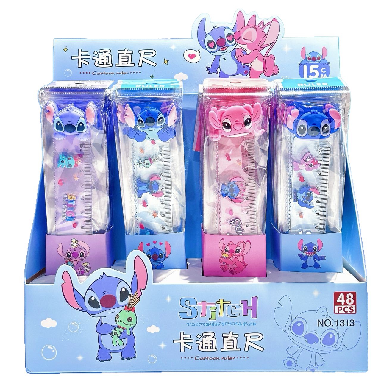 Cartoon Azul 15cm marcadores regla de goma suave muñeca cabeza de dibujos animados hermosa regla recta regla de medición de estudiantes de primaria