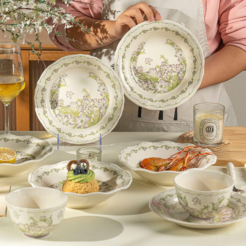 Lily of the Valley Plate, Dishware for Home Use, Underglaze Colored Tableware, Ceramic Bowl and Plate Set, Deep Plate with a High-End Feel, Fish Plate, Soup Bowl Lily of the Valley Plate, Dishware for Home Use, Underglaze Colored Tableware, Ceramic Bowl and Plate Set, Deep Plate with a High-End Feel, Fish Plate, Soup Bowl