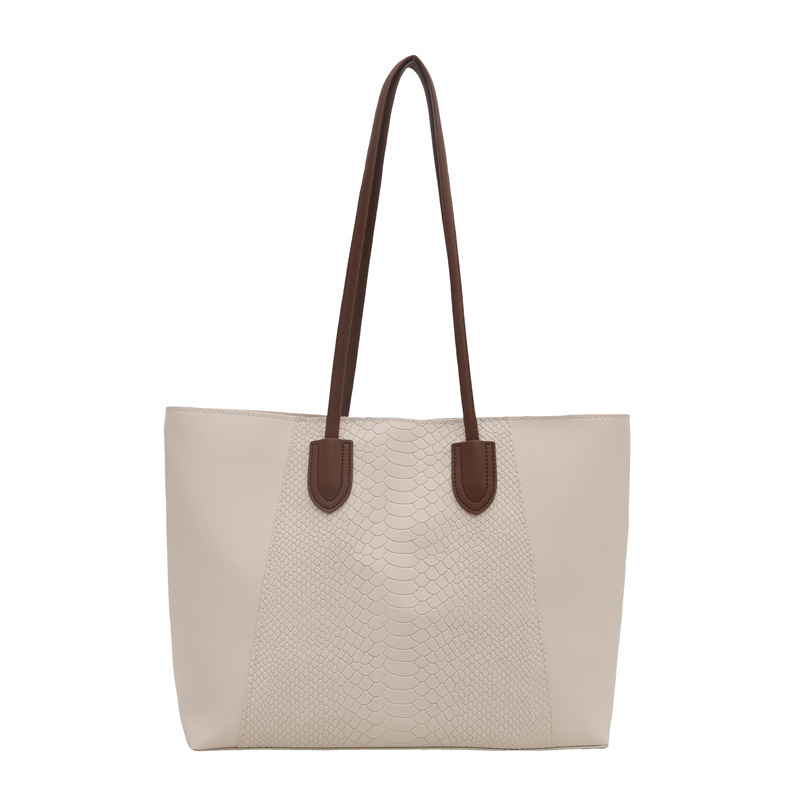 Bolso de viaje de temperamento simple para mujer 2025 Bolso de axilas de un solo hombro de gran capacidad de primavera Bolso de tote con estampado de cocodrilo