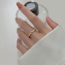 s925银针圆形几何个性开口戒指女日韩轻奢小众设计高级感气质食指