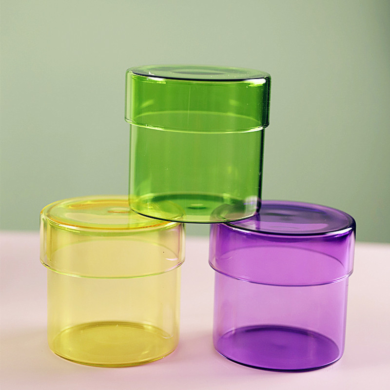 Colorful Storage Bottles, High Borosilicate Glass Tea Canisters, Glass-Lid Storage Tea Jars, Household Coffee Bean Storage Jars