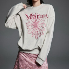跨境正确版本韩国Mard卫衣刺绣印花小雏菊腊肠狗圆领卫衣外套长袖