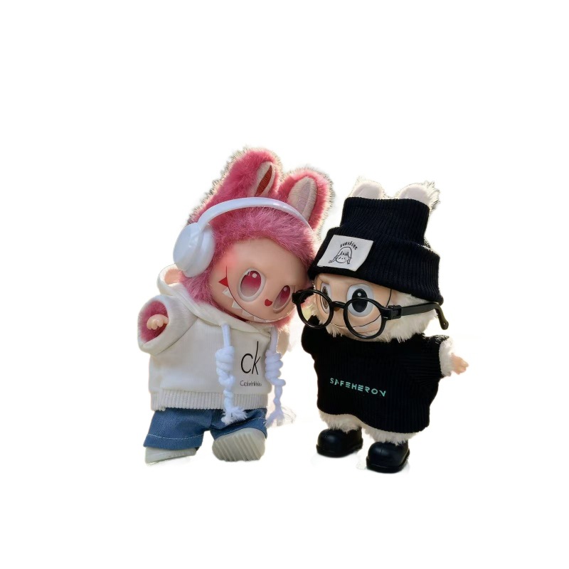 Suéter de invierno serie de ropa de tela de labu set una segunda y tercera generación de ropa de bebé Labubu 17cm de peluche universal