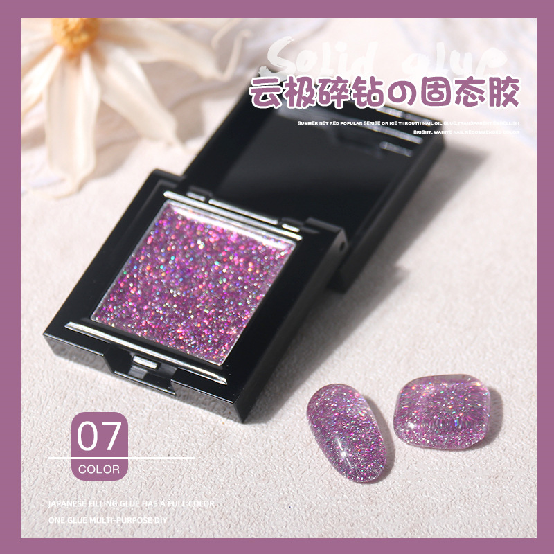 Nuevo arte de uñas nube Polo roto diamante pegamento sólido disco flash polvo esmalte de uñas pegamento sueño lentejuelas pegamento sólido Otoño e Invierno popular