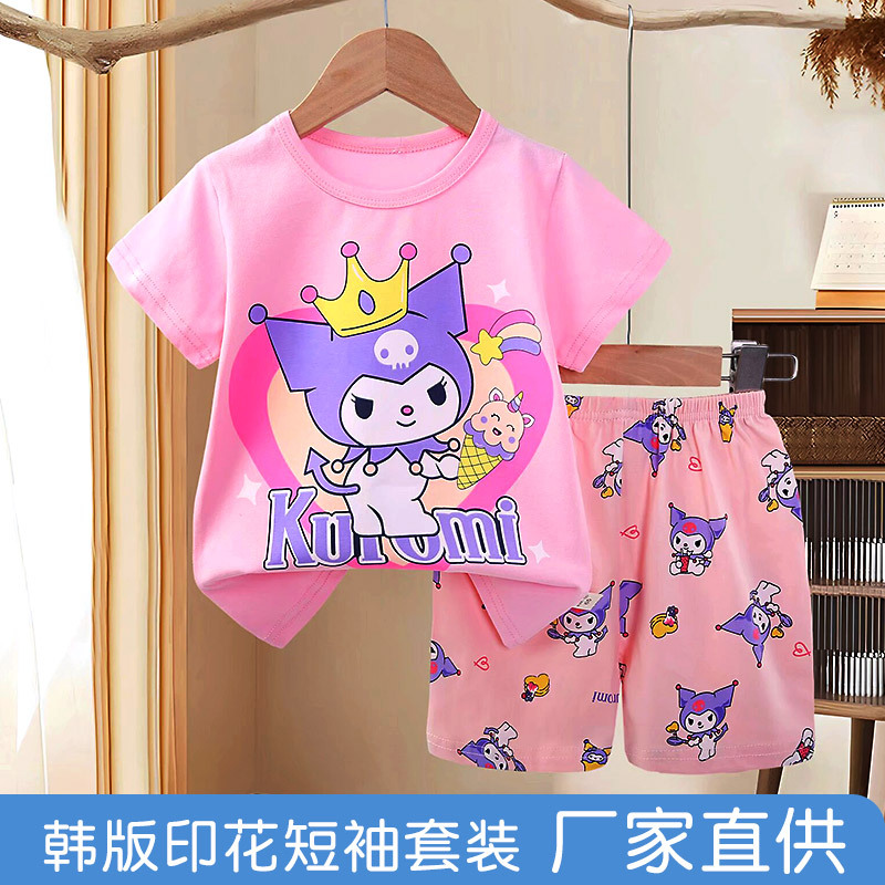 Pijamas para niños nuevos pijamas de dibujos animados para niños verano coreano de manga corta pantalones cortos set de ropa para el hogar