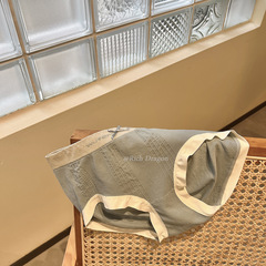 簡約日系少女風撞色邊邊字母中腰蝴蝶結純棉襠豎條點點女士三角褲