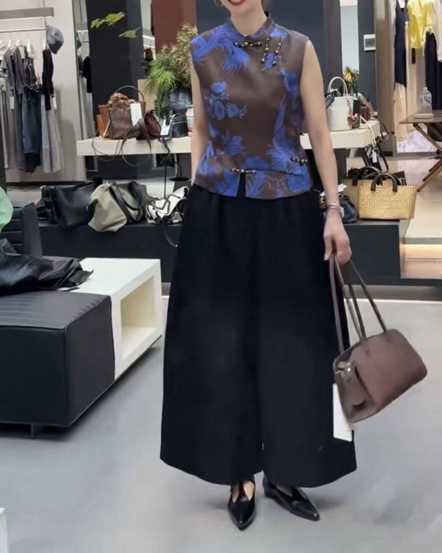 25907新大爱美依缘2025新款高端中式盘扣马甲休闲宽松阔腿裤女装|undefined