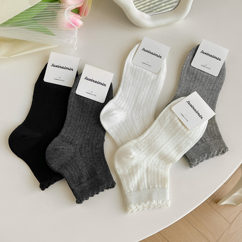 Mary Jane Lace Socks Women's Summer Thin Solid Color Hollow Mesh Breathable Boneless Socks Women's Matching Small Leather Shoes Mary Jane Lace Socks Women's Summer Thin Solid Color Hollow Mesh Breathable Boneless Socks Women's Matching Small Leather Shoes