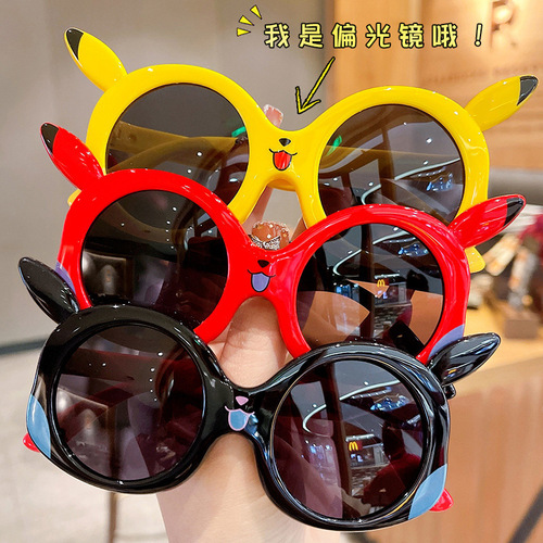 Pikachu cartoon sunglasses polarized anti-UV sunglasses Pokémon children's sun visors plastic glasses for women