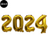 Cross -border Happy New Year2024 Balloon New Year Happy Party Black Gold Wine Bottle Wine Meteor Steel Decoration