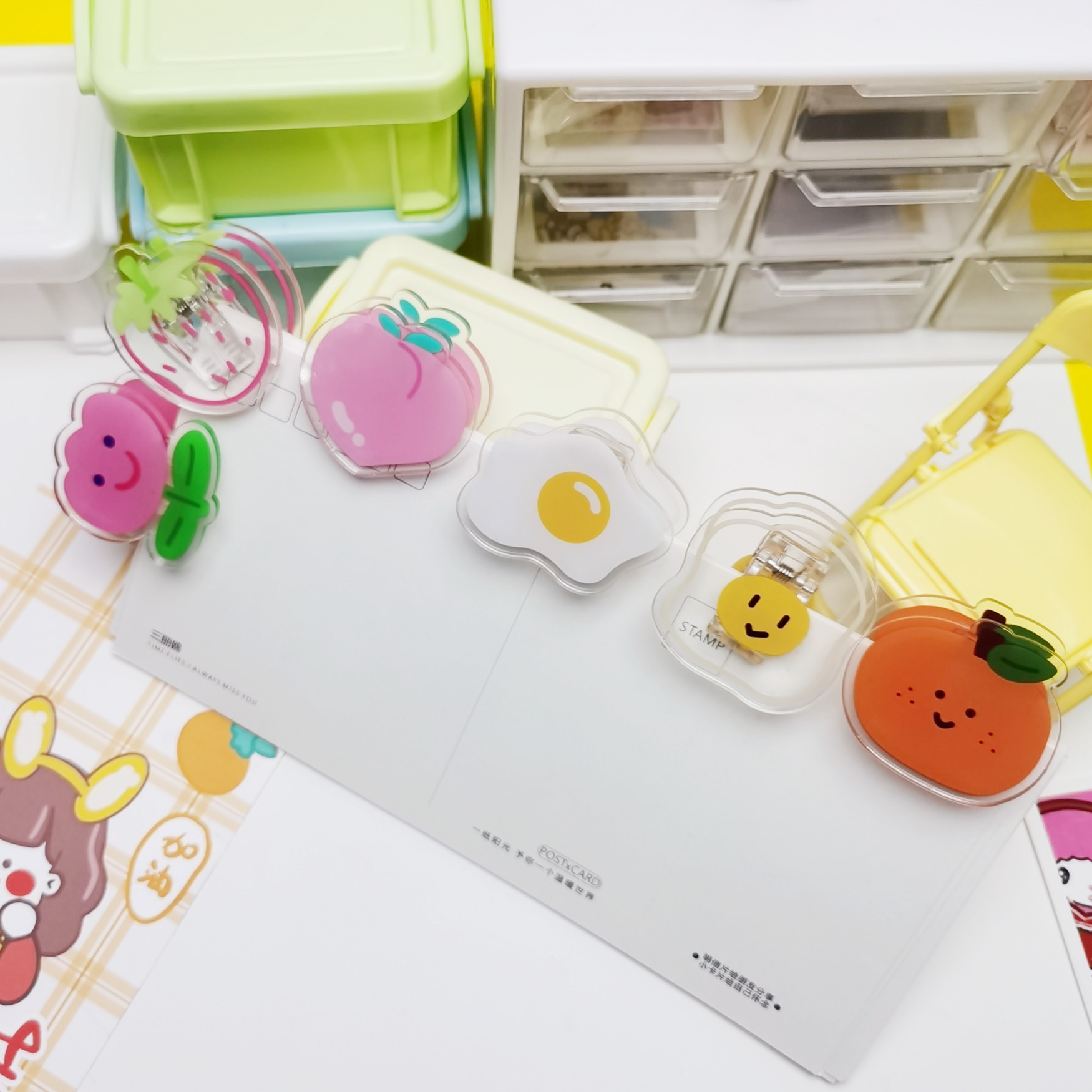 New multifunctional clip student book clip cute fruit clip cartoon decorative clip storage clip exam paper clip