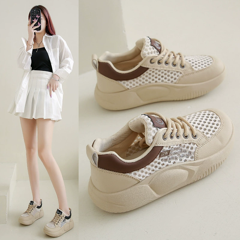Обувь женская 2025 новая взрывная летняя одиночная сеть маленькая белая обувь дышащая тонкая универсальная повседневная спортивная обувь XQ5718