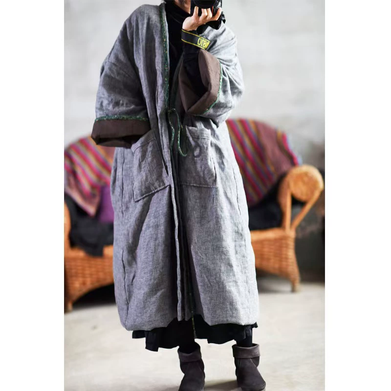 Су Нянь Вэйян 1910/светлый осенний и зимний белье сплошной цвет хлопка и ретро темперамент кардиган хлопчатобумажный плащ