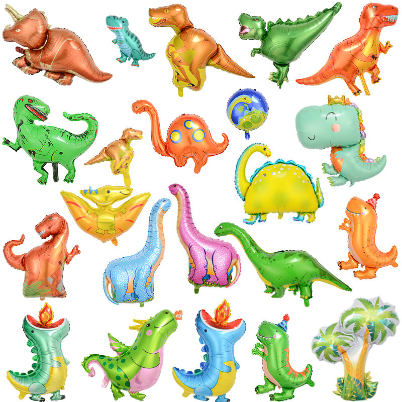Globos de aluminio con diseño de animales de dibujos animados con temática de dinosaurios para decoraciones de fiestas de cumpleaños infantiles image 6