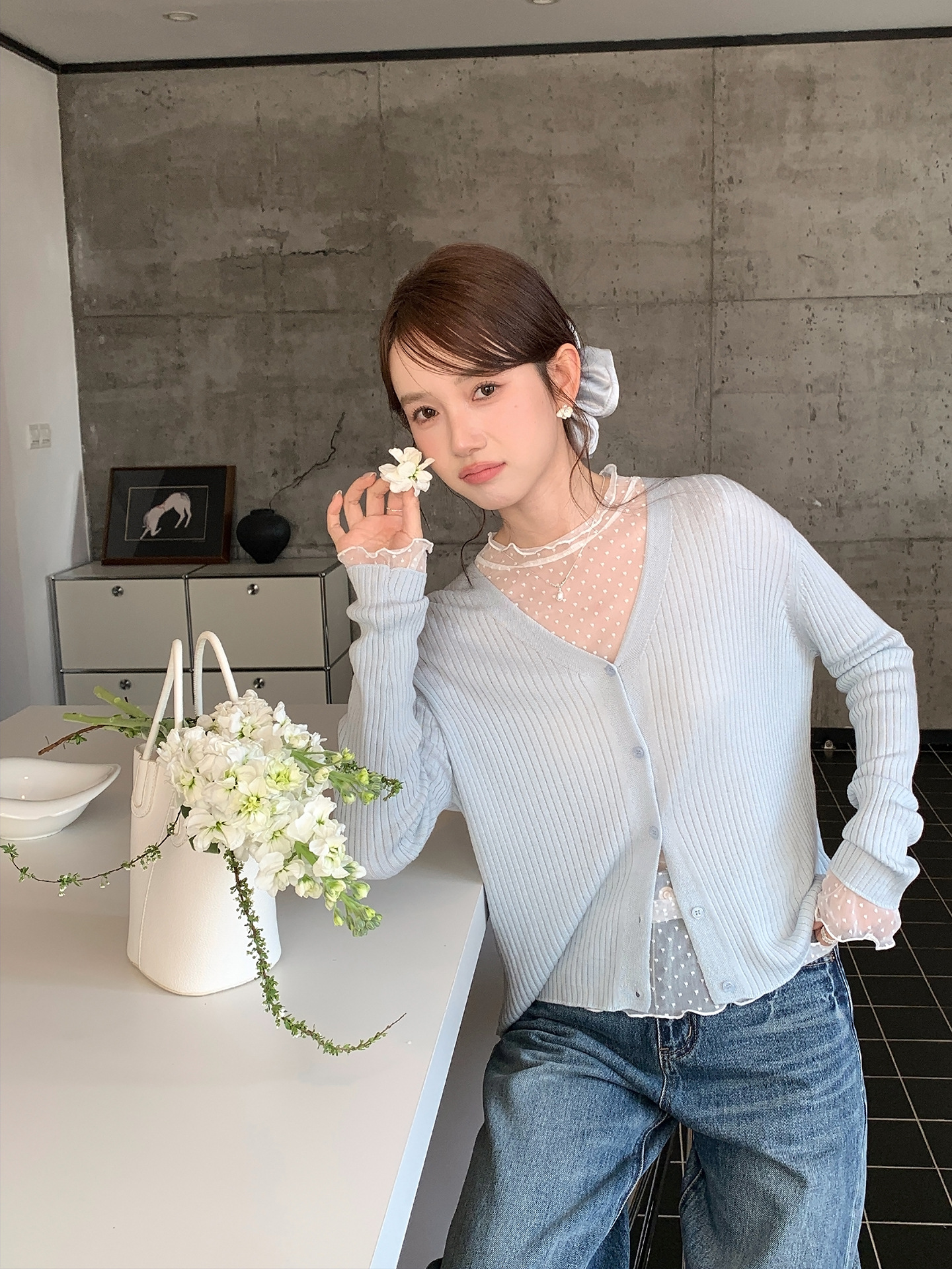 26ye007 blue long-sleeved outerwear