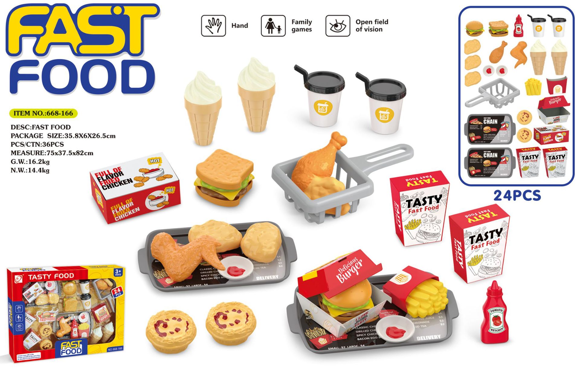 668166-24PCS Kit de comida rápida (blister)