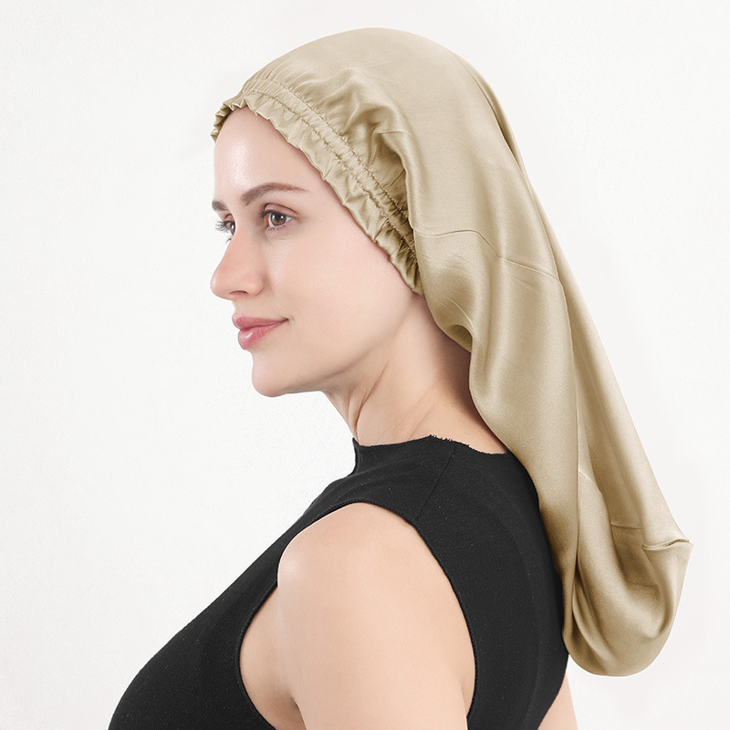 新作 シルクナイトキャップ 16匁桑蚕シルク ロングヘアキャップ フリル付きロングキャップ ホームヘアケアキャップ Amazon