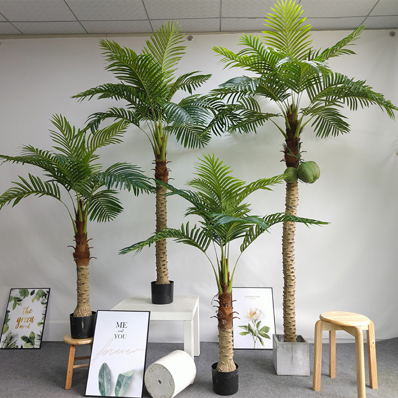芸術的な緑の植物、ヤシの木、ヤシの葉、扇形の葉、景観作り、盆栽、針葉葵、人工樹木、盆栽装飾、ヤシの葉、高精度模造|undefined