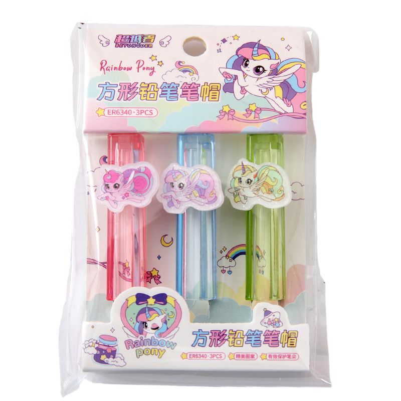 Creativo pony parche lápiz tapa de lápiz de alto valor facial protección de lápiz de núcleo continuo estudiantes de primaria aprendizaje suministros de papelería