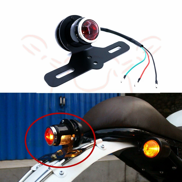 Модификация мотоцикла подходит для cafe кофе ретро задний задний задний фонарь круглый тормоза металлический задний противотуманный фонарь драгоценный камень задний фонарь
