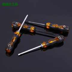 Manufacturer wholesale large size transparent retractable two-in-one screwdriver, cross and flat head, strong magnet, rubber-coated screwdriver