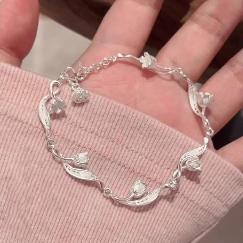 Silver-Plated "Happiness Rattle" Lily of the Valley Flower Bracelet New Chinese Style Exquisite Versatile High-End Artistic Sense Factory Direct Sale