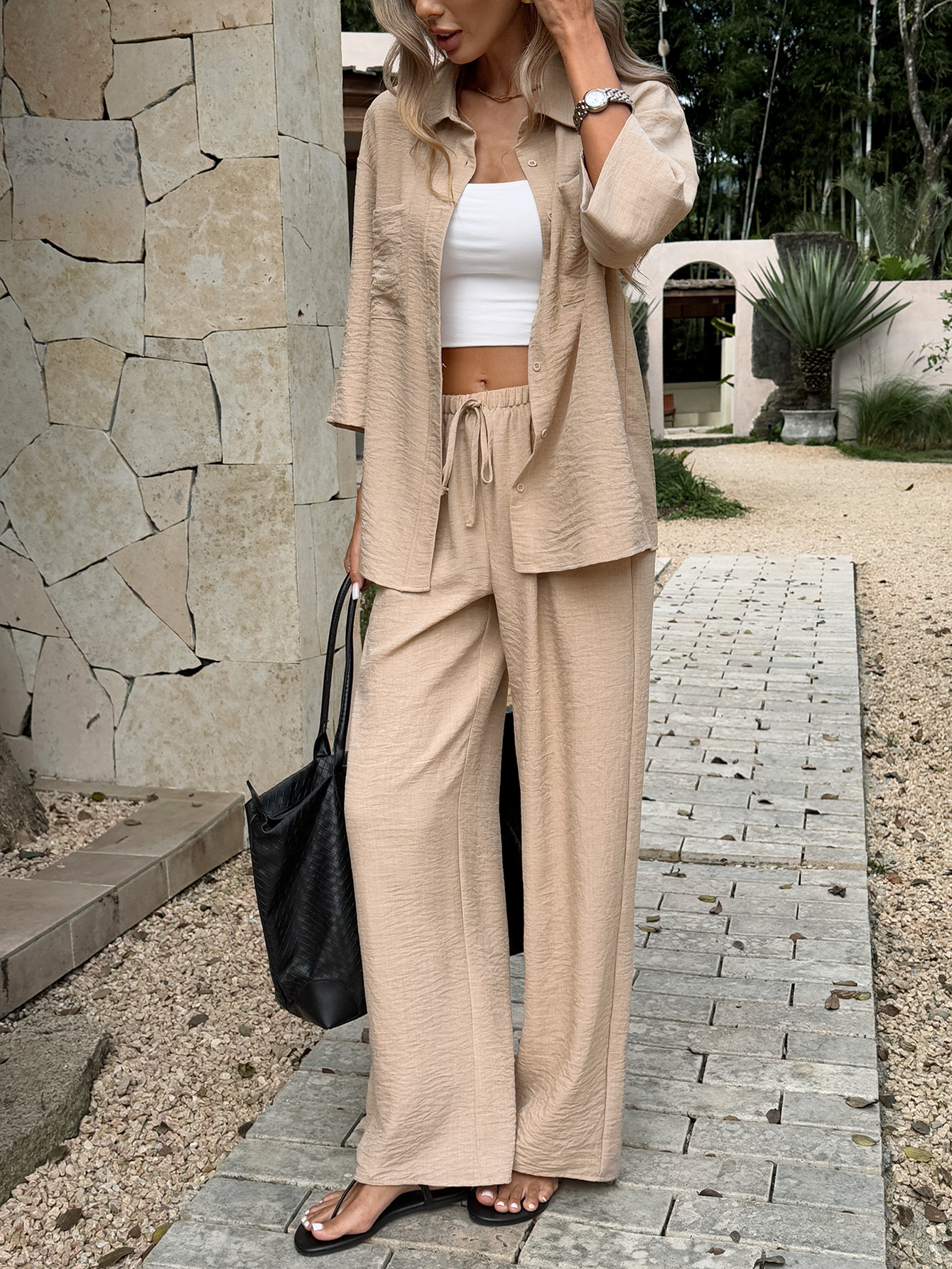 Women's Clothing Elegant Long Sleeved Top Set For Women Versatile Long-Sleeved Top Set Offers Comfort Spring Summer Two Piece Set_ecoleips.com