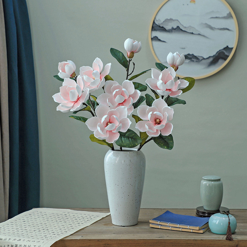 Nuevo estilo chino gran ramo de magnolia sala de estar entrada flor falsa decoración floral decoración floral decoración floral magnolia