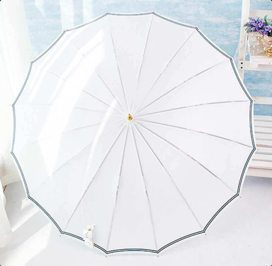 長柄傘 16本骨 香港風傘 女性用 耐風水玉拡大傘 高級 自動丈夫 晴雨兼用傘