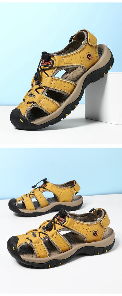 Dép sandal nam da thật quai ngang may thủ công chống trượt, cỡ lớn đến 48 — 7239 Xanh quân đội, 7239 màu xanh lam, 7239 màu đen, 7239 nâu sẫm chi tiết 42