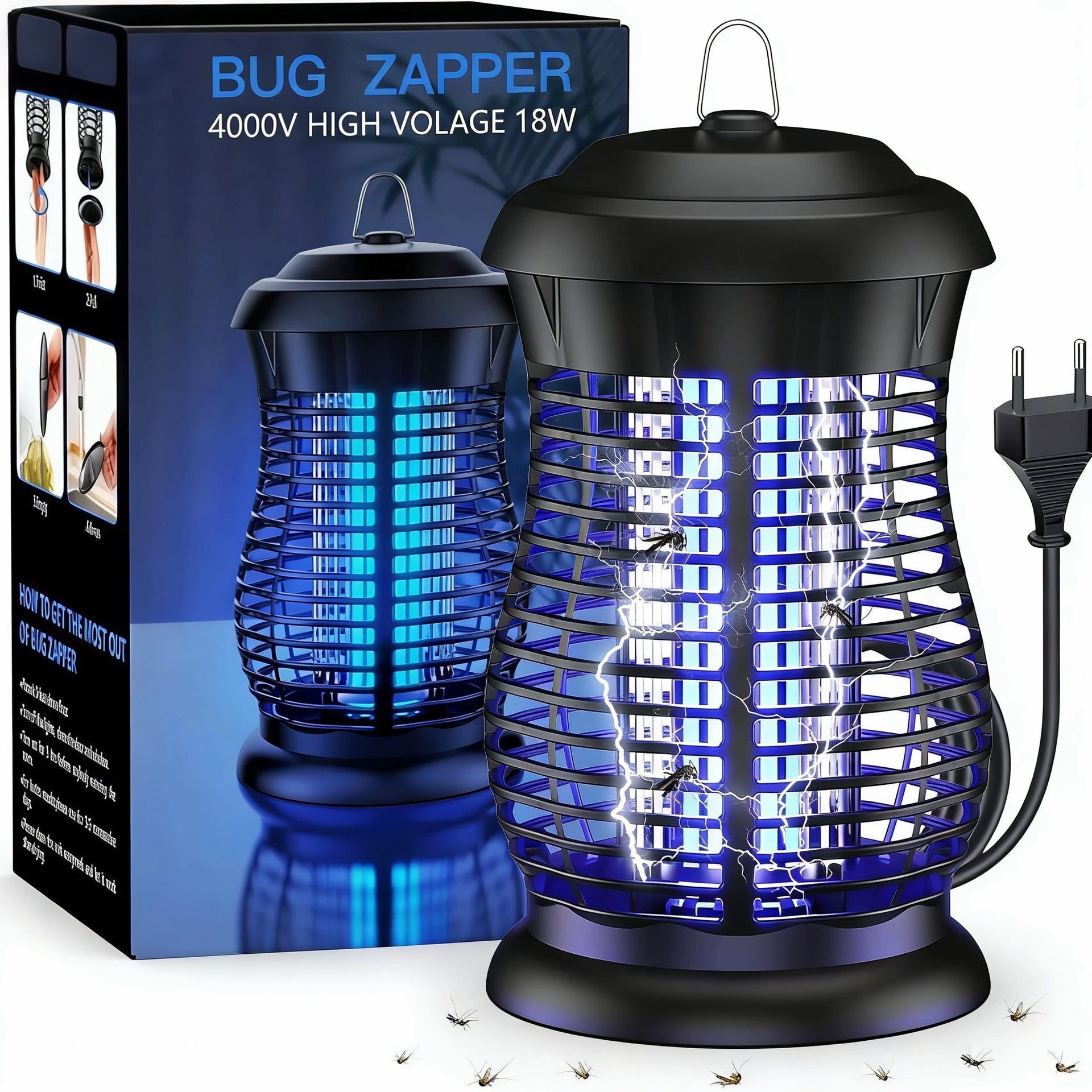 Cross-border dedicated 4200v electric shock mosquito killer waterproof outdoor courtyard breeding 18W high-power UV lamp insect killer