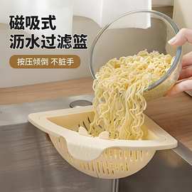 磁吸式水槽沥菜盆水篮一按倾倒残渣家用厨房分离剩饭剩菜过滤