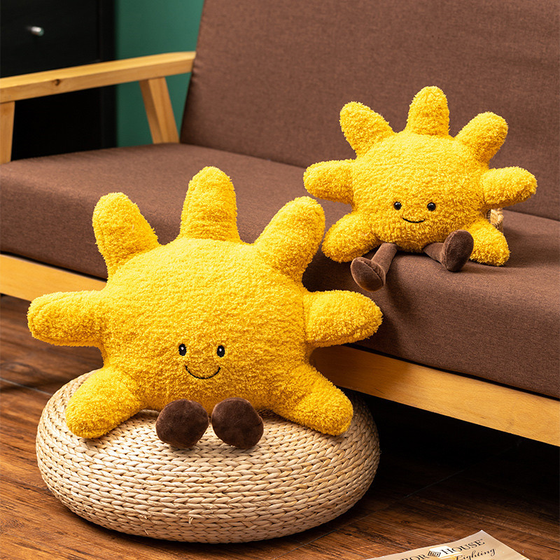 Nordic sonriente cara sol almohada muñeca de los niños sofá cojín de peluche de juguete decoración de la habitación de los niños ventana de la Bahía