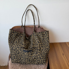 秋冬豹纹慵懒风单肩包托特包韩系复古通勤手提包轻便大容量