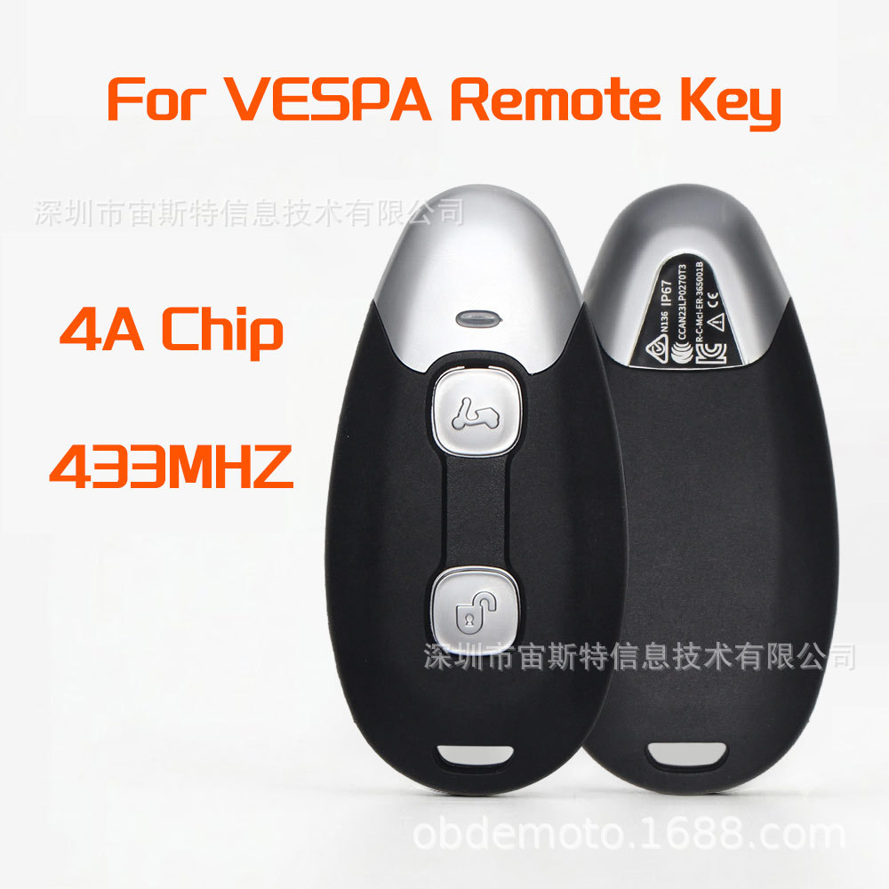 Suitable for VESPA GTV300 GTS300 motorcycle smart card remote key with added one-touch start function