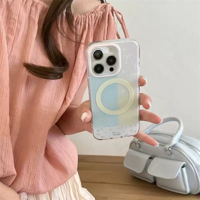 Leo floral a rayas de una sola cáscara con succión magnética