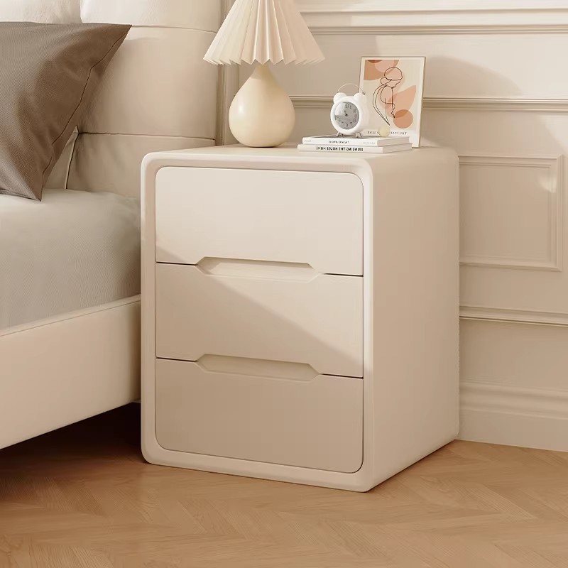 Escritorio de cabecera francés dormitorio familiar 2025 nuevo estilo ligero de lujo de alto nivel pequeño y simple gabinete de almacenamiento al lado de la cama viento crema