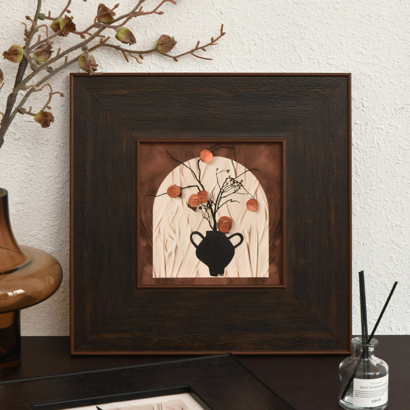 Creative Vintage High-End Picture Frame with Wide Edges, Walnut-Colored Oil Painting Frame for Wall Hanging, Decoration for Certificates and Photo Wall