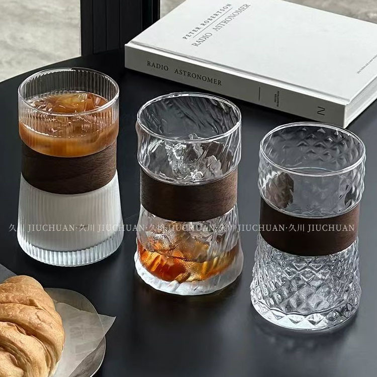 Taza de agua de vidrio transparente para niños, taza de té de aislamiento térmico de bambú, taza de cerveza, taza de jugo, taza de café