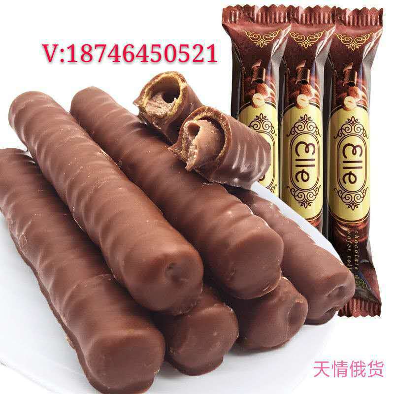 俄罗斯进口 kdv巧克力棒 碎榛仁夹心巧克力 休闲食品1箱1.5公斤
