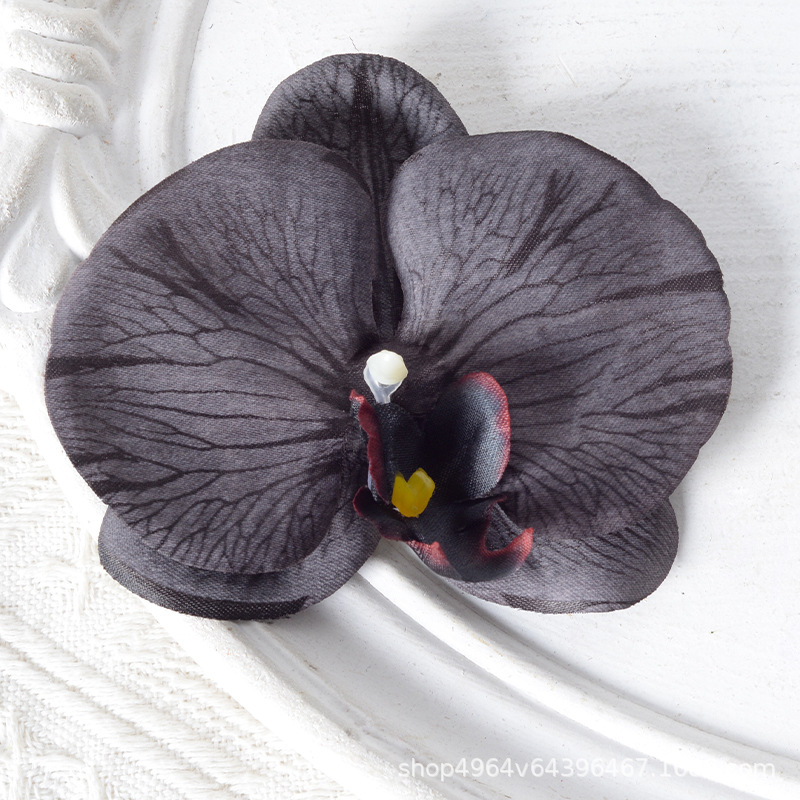 Película blanca Phalaenopsis flor cabeza pétalo simulación flor accesorios tocado horquilla diy flor decorativa de boda hecha a mano