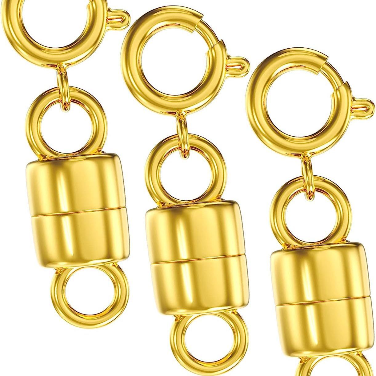 Diy joyería imán cilíndrico hebilla accesorios oro plata diamante bola collar imán langosta hebilla collar pulsera hebilla de conexión